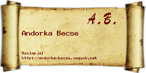 Andorka Becse névjegykártya